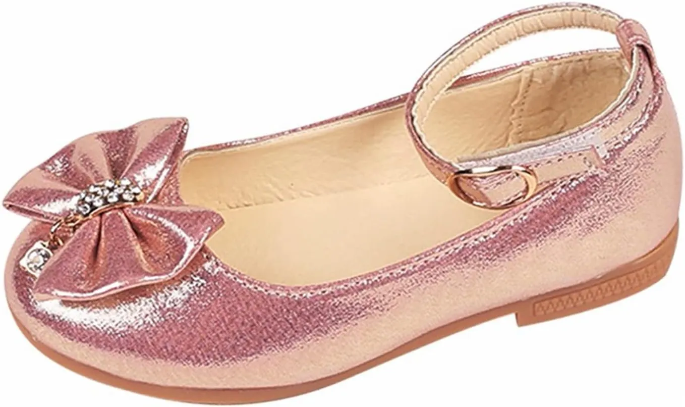Shallow Shoes Crystal Princess Baby Kids Dance Single Children Infant Shoes Bowknot Girls Baby Toddler Running (Pink, 15-18Months)