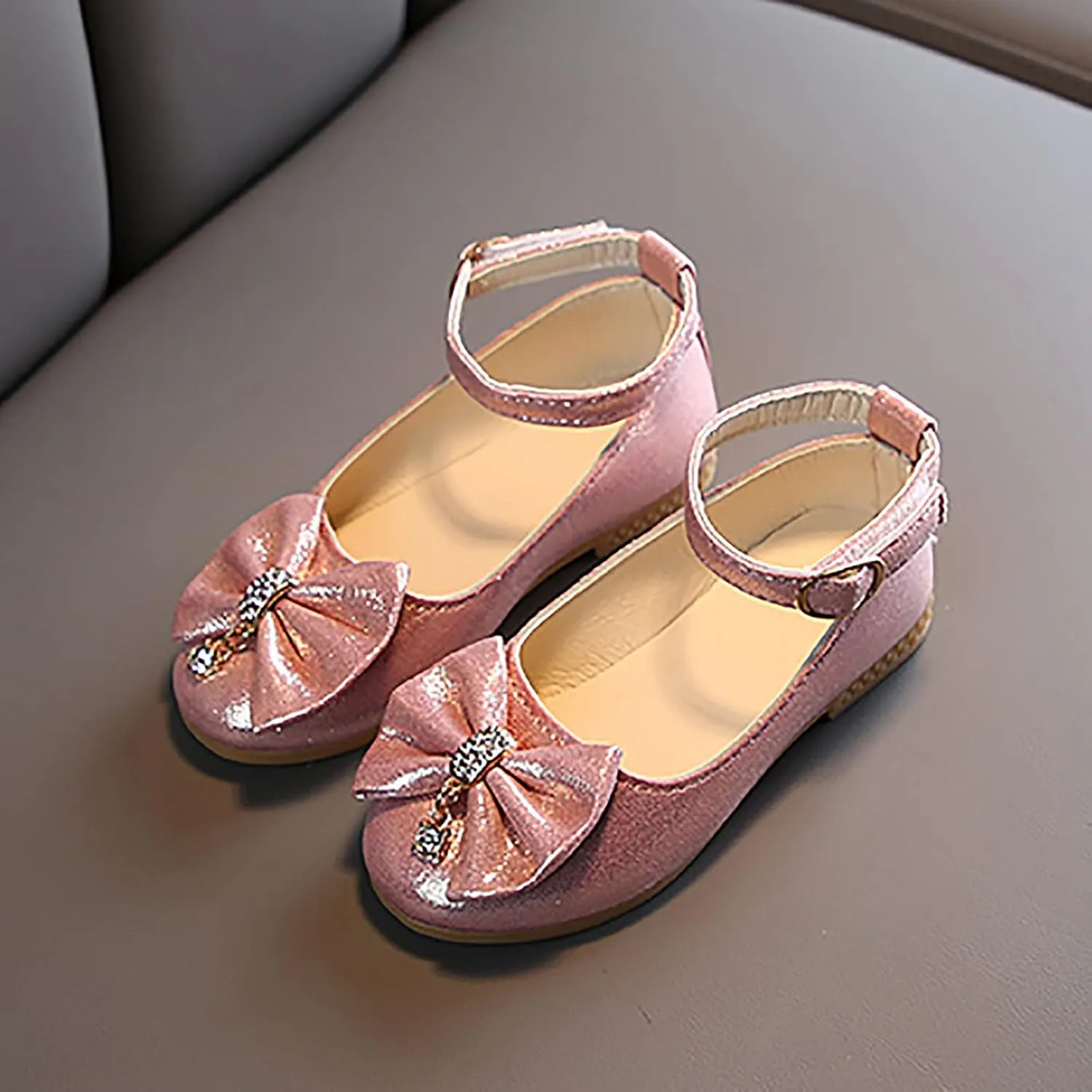 Shallow Shoes Crystal Princess Baby Kids Dance Single Children Infant Shoes Bowknot Girls Baby Toddler Running (Pink, 15-18Months)