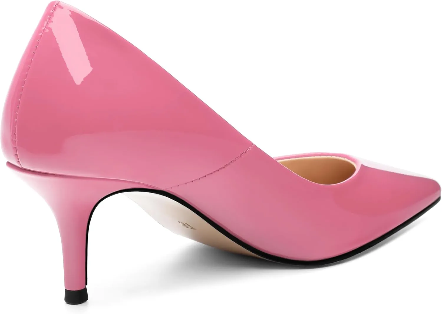 SHOWFOREST Kitten Heels for Women Closed Pointed Toe Patent Leather Low Heel 2.3 Inch Pumps Comfortable Office Party Wedding Slip on Dress Shoes