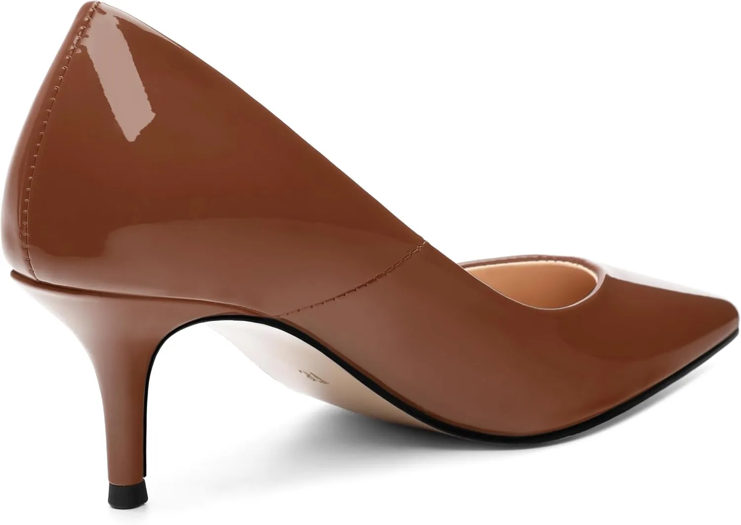 SHOWFOREST Kitten Heels for Women Closed Pointed Toe Patent Leather Low Heel 2.3 Inch Pumps Comfortable Office Party Wedding Slip on Dress Shoes