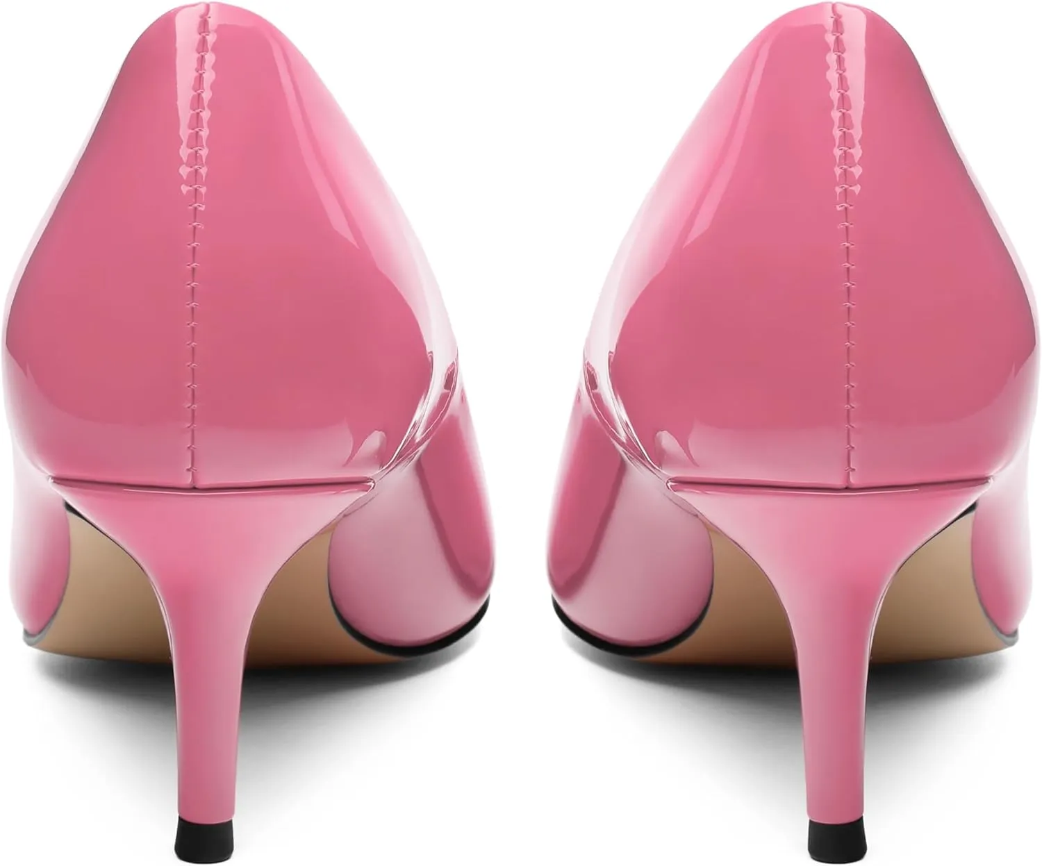 SHOWFOREST Kitten Heels for Women Closed Pointed Toe Patent Leather Low Heel 2.3 Inch Pumps Comfortable Office Party Wedding Slip on Dress Shoes