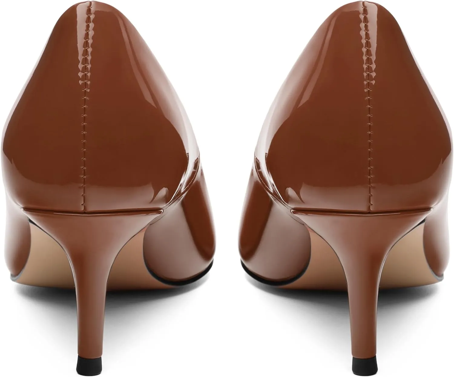 SHOWFOREST Kitten Heels for Women Closed Pointed Toe Patent Leather Low Heel 2.3 Inch Pumps Comfortable Office Party Wedding Slip on Dress Shoes