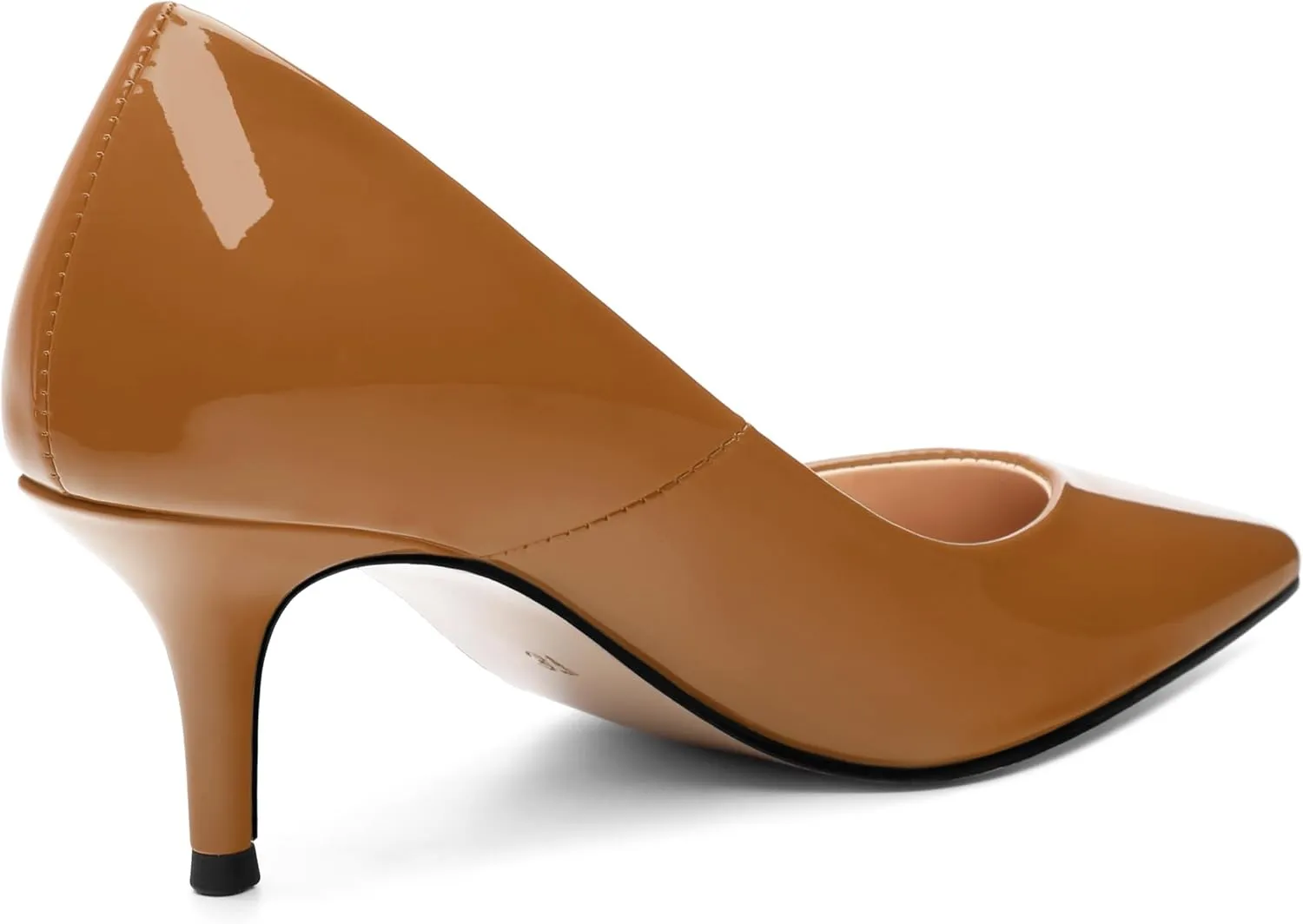 SHOWFOREST Kitten Heels for Women Closed Pointed Toe Patent Leather Low Heel 2.3 Inch Pumps Comfortable Office Party Wedding Slip on Dress Shoes