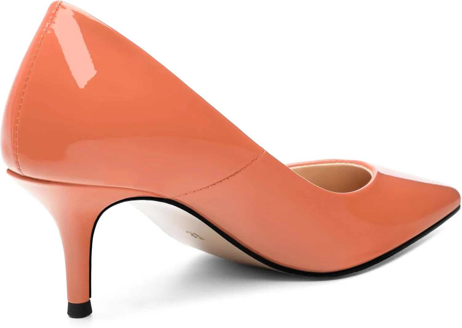 SHOWFOREST Kitten Heels for Women Closed Pointed Toe Patent Leather Low Heel 2.3 Inch Pumps Comfortable Office Party Wedding Slip on Dress Shoes