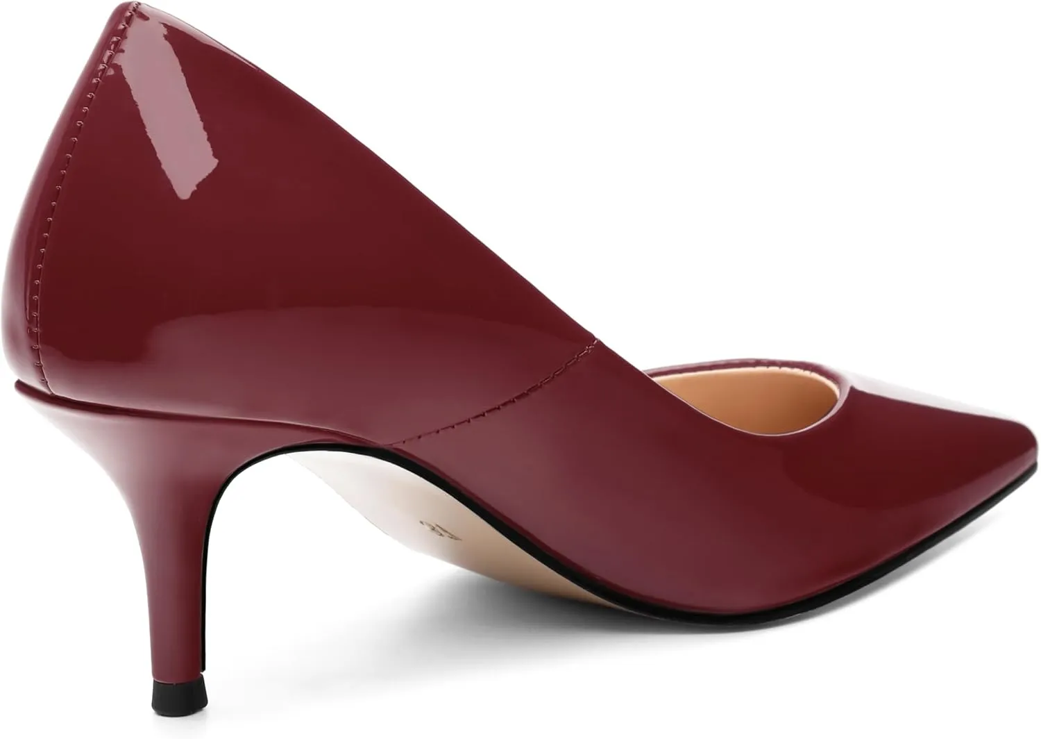 SHOWFOREST Kitten Heels for Women Closed Pointed Toe Patent Leather Low Heel 2.3 Inch Pumps Comfortable Office Party Wedding Slip on Dress Shoes