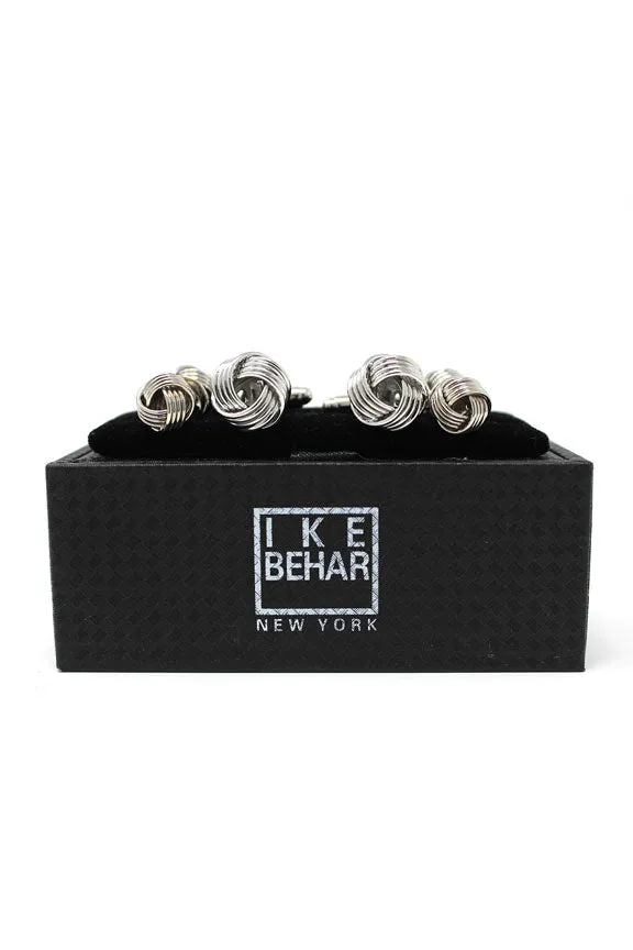 Silver Love Knot Cuffs Links & Stud Set