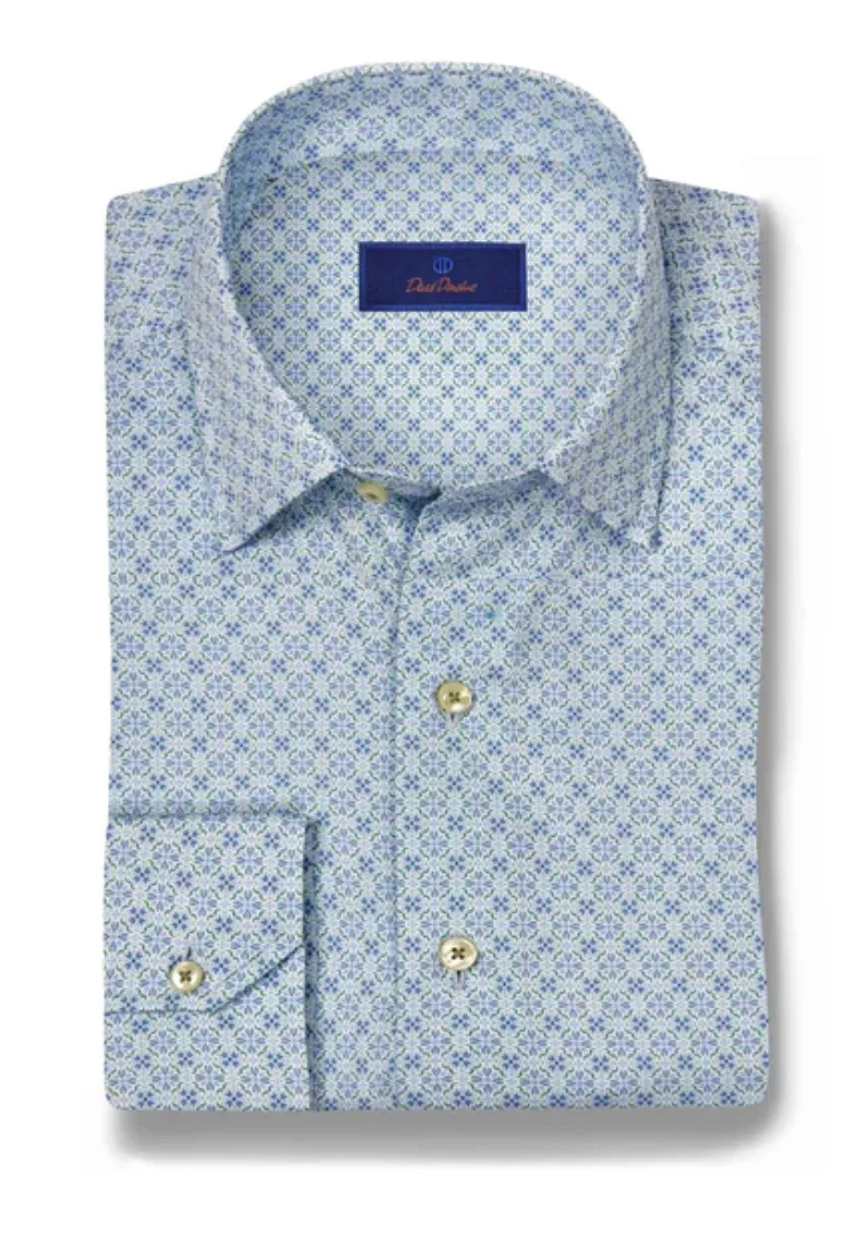 Sky & Grass Geometric Print Sport Shirt