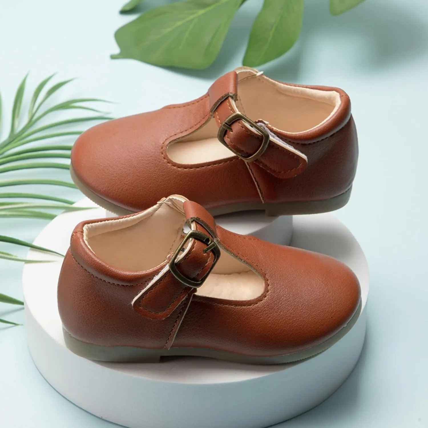 Small Leather Shoes for Girls Mary Jane Shoes,Low Heel Dance lats Flower Girl Wedding Party School Shoes