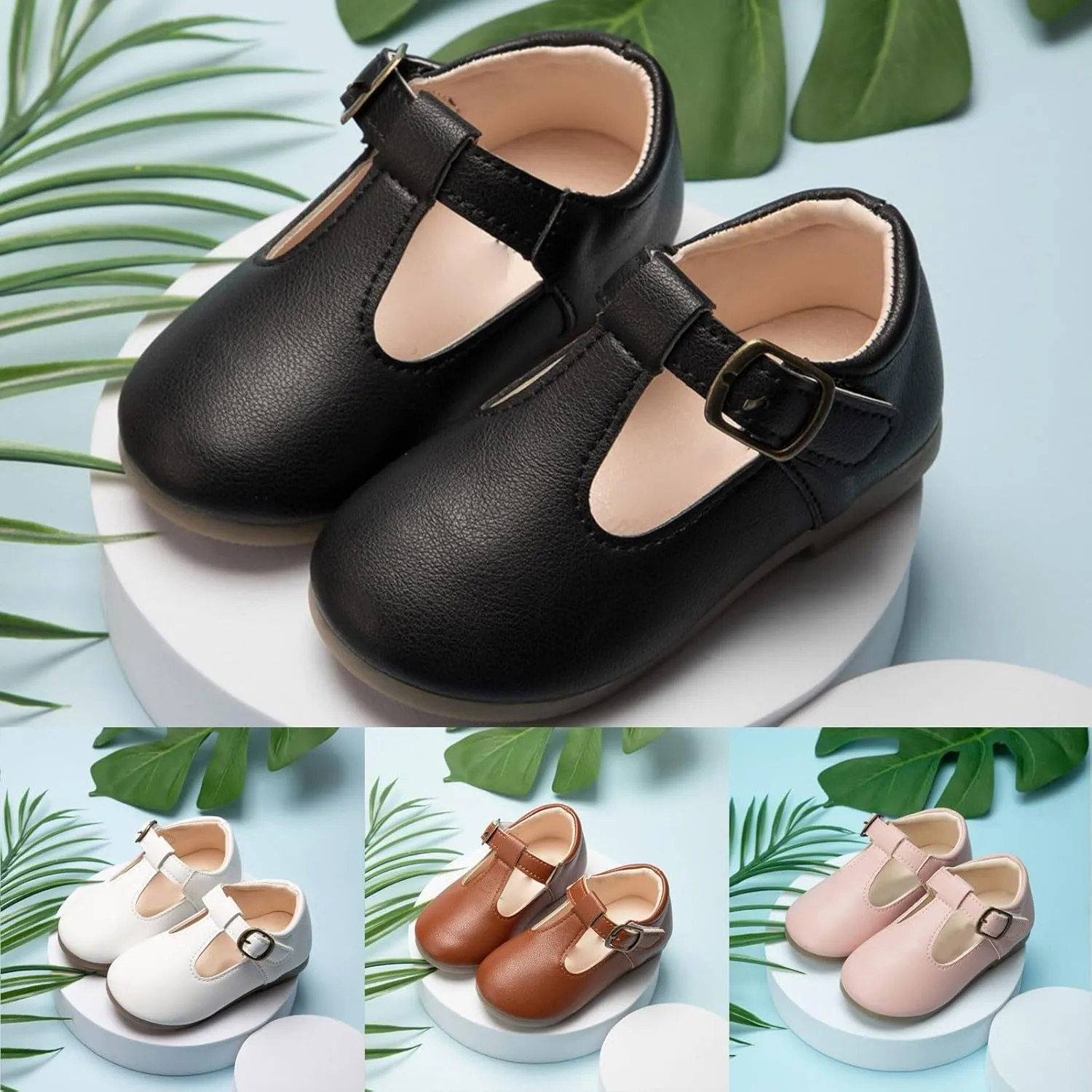 Small Leather Shoes for Girls Mary Jane Shoes,Low Heel Dance lats Flower Girl Wedding Party School Shoes