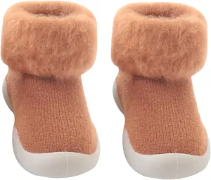 Sneakers for Boys Boys Sole Warm Socks Baby Kids Slipper Shoes Knit Soft Solid Toddler Girls Stocking Rubber Baby Shoes Lightweight Walking Shoes Baby
