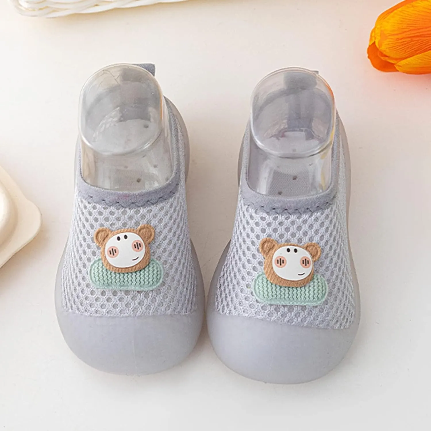 Sock Shoes Toddler Infant Boys Girls Animal Prints Cartoon Socks Shoes Toddler Breathable Mesh The Floor Black Shoes