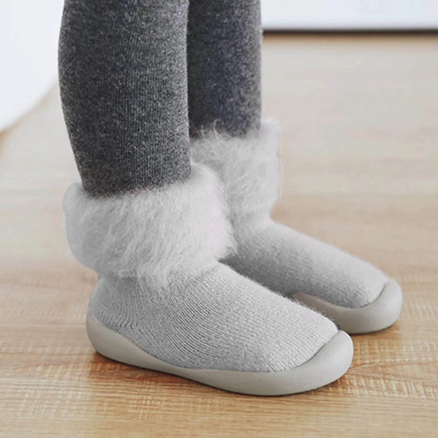 Socks Slipper Baby Kids Solid Knit Stocking Soft Warm Shoes Toddler Boys Sole Rubber Boys Girls Cartoon Slippers