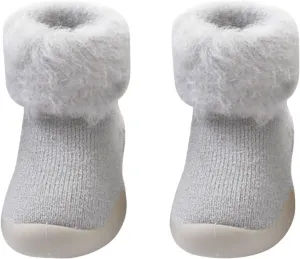 Socks Slipper Baby Kids Solid Knit Stocking Soft Warm Shoes Toddler Boys Sole Rubber Boys Girls Cartoon Slippers