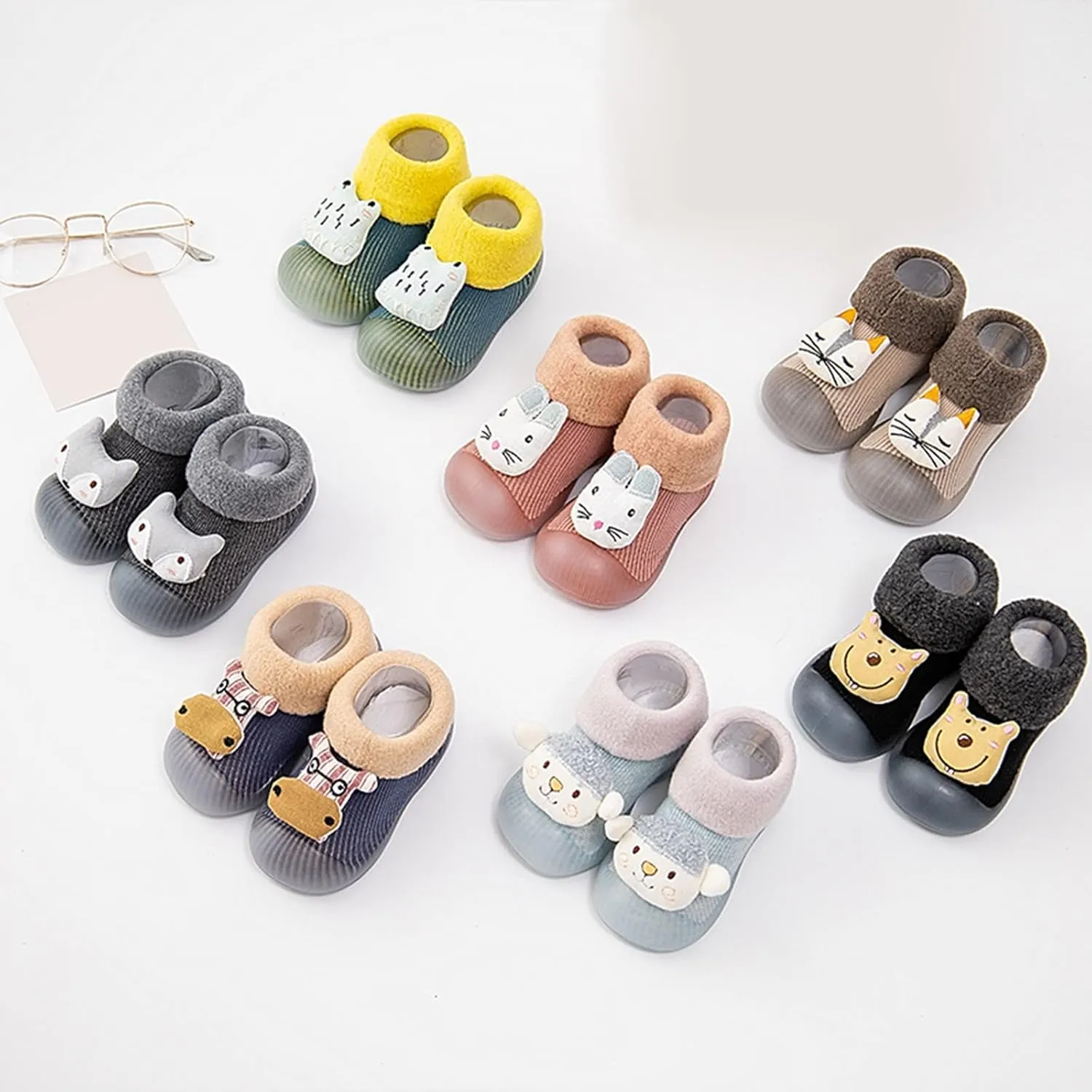 Soft Rubber Baby Sock Shoes Toddler Non-Skid Slipper with Rubber Soft Sole Shoes Slip on Sneakers Protect Toes Shoes