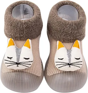 Soft Rubber Baby Sock Shoes Toddler Non-Skid Slipper with Rubber Soft Sole Shoes Slip on Sneakers Protect Toes Shoes