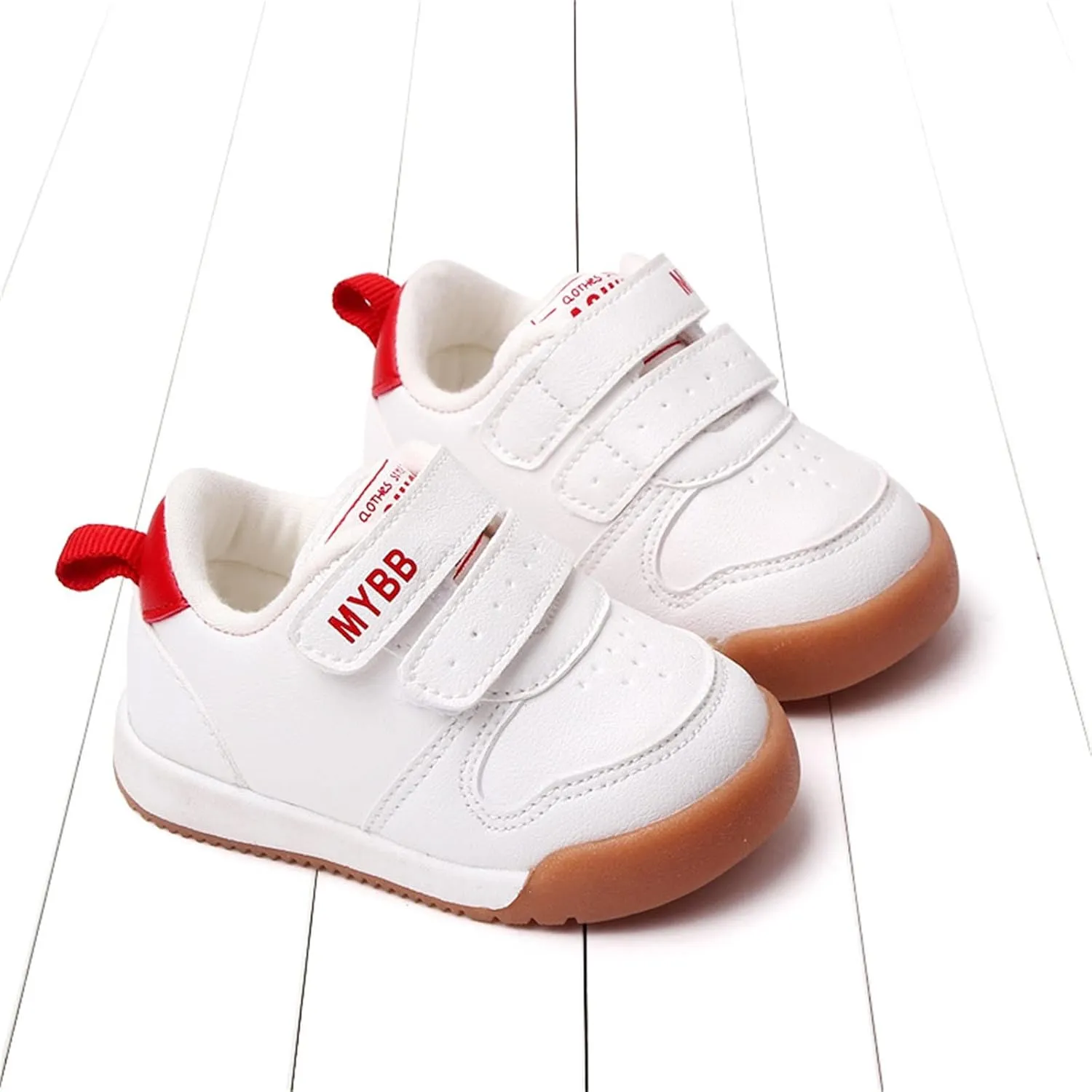 Spring and Summer Children Infant Infant Shoes Boys and Girls Sports Shoes Flat Bottom Non Slip Comfortable Solid Color Double Band Hook Loop Baby Shoes 12-18 Months