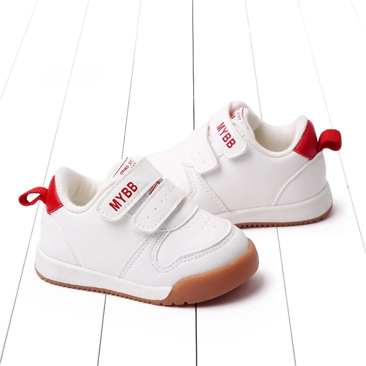 Spring and Summer Children Infant Infant Shoes Boys and Girls Sports Shoes Flat Bottom Non Slip Comfortable Solid Color Double Band Hook Loop Baby Shoes 12-18 Months