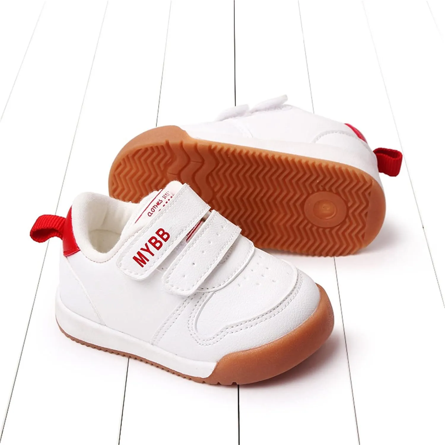 Spring and Summer Children Infant Infant Shoes Boys and Girls Sports Shoes Flat Bottom Non Slip Comfortable Solid Color Double Band Hook Loop Baby Shoes 12-18 Months