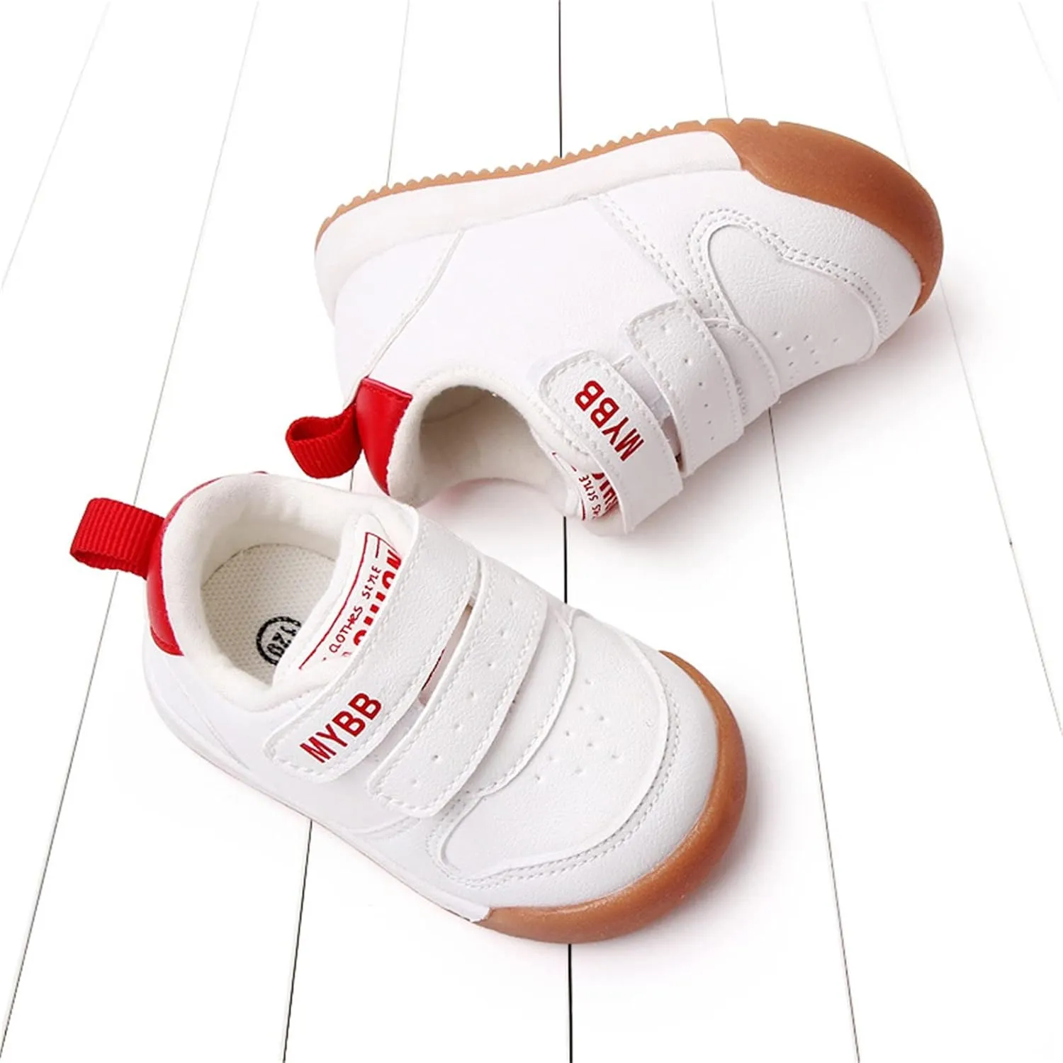 Spring and Summer Children Infant Infant Shoes Boys and Girls Sports Shoes Flat Bottom Non Slip Comfortable Solid Color Double Band Hook Loop Baby Shoes 12-18 Months