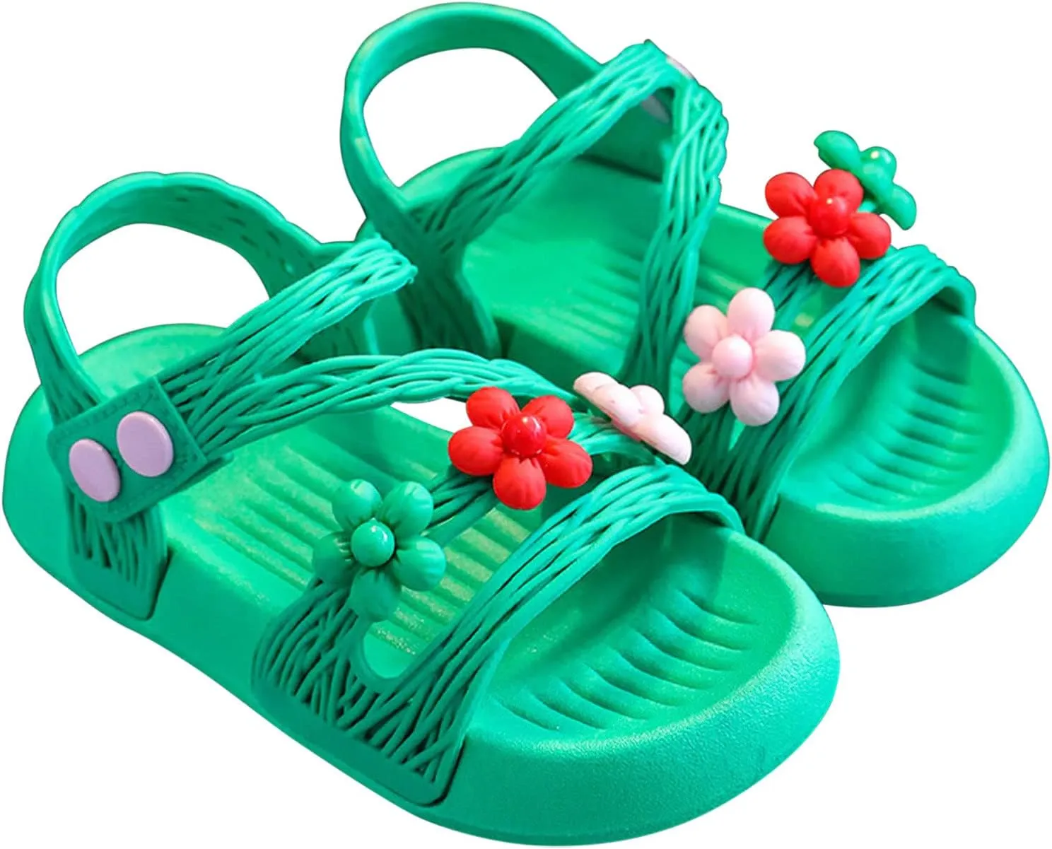 Summer Baby Kids Girls' Sandals Shoes Anti-Skid Soft Soles Small Children's Flower Decorative Princess Shoes Classic B-716 Green 8.5
