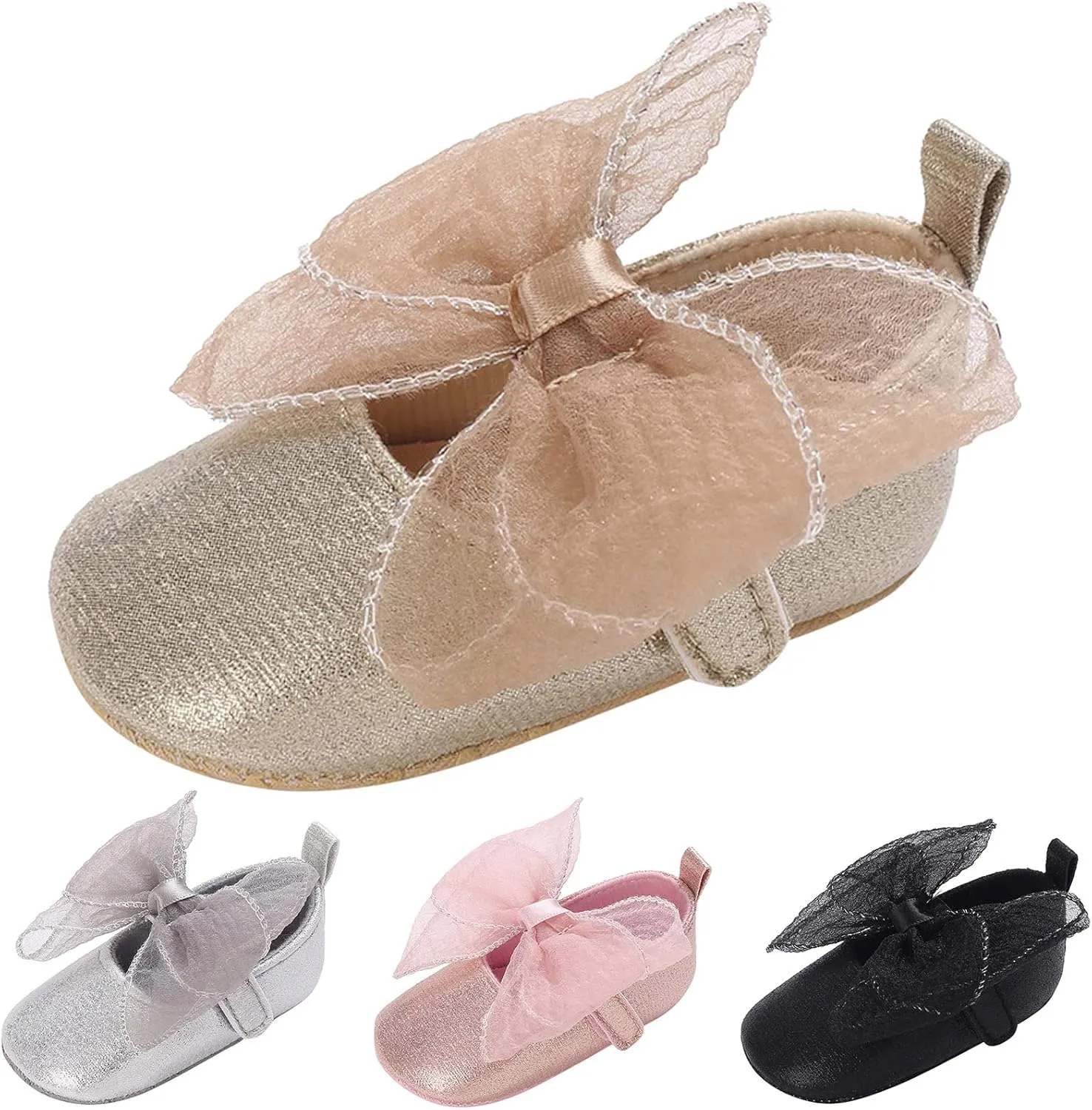 Summer Children Infant Infant Shoes Girls Sports Flat Bottom Round Toe Ribbon Bow Hook Loop Baby Shoes Size 4 Girls