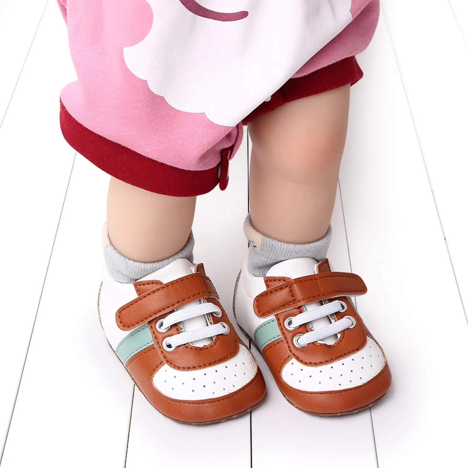 Summer Children Infant Walking Shoes Boy and Girl Sports Shoes Flat Bottom Lightweight Breathable Upper Colorblock Hook Loop Toddler Girl Size 8