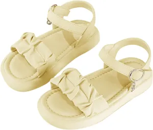 Summer New Solid Rubber Soft Sole Metal Buckle Children's Fashion Casual Flat Bottom Girls Sandals Size 3 Big Girls