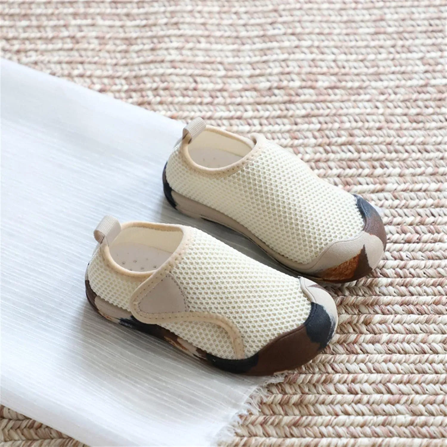 Toddler Baby Boy Girl Shoes Breathable Shoes Baotou Sneakers Mesh Baby Soft Sole Fashion Tie Shoes for Little Girls