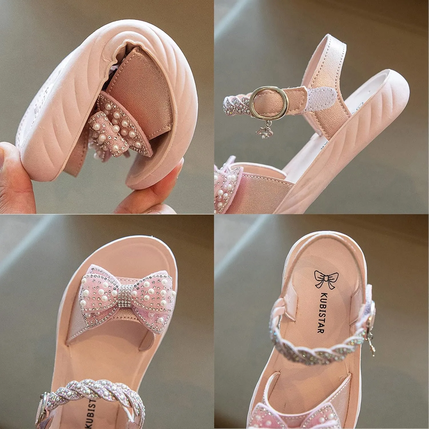 Toddler Baby Girl Child Sandals Summer Bow Shoes Premium Soft Anti-Slip Rubber Sole Prewalkers (Pink, 3.5 Big Kids)