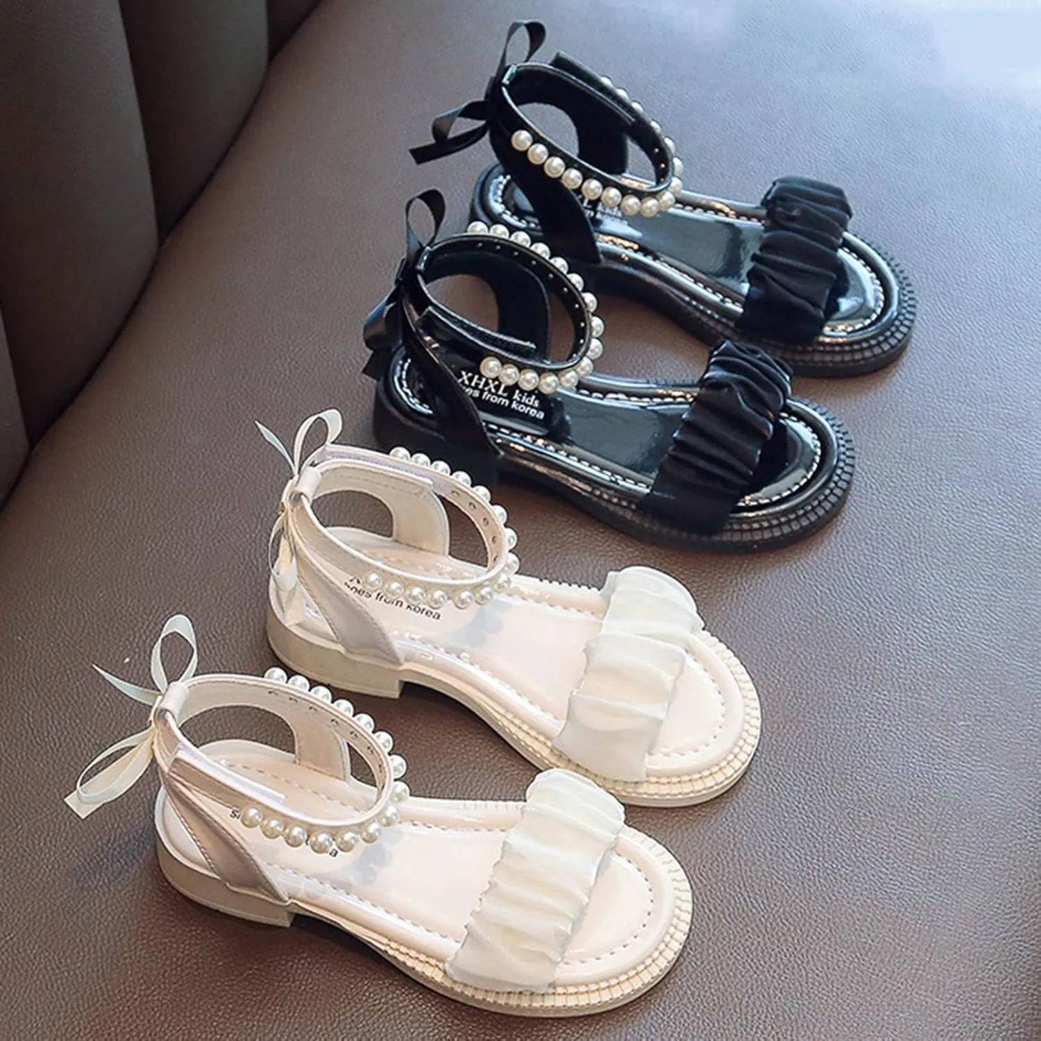 Toddler Baby Girl Child Summer Shoes Lace Sandals Non Slip Soft Sole Open Toe Shoes Elegant (Beige, 10.5 Little Child)
