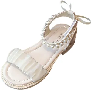Toddler Baby Girl Child Summer Shoes Lace Sandals Non Slip Soft Sole Open Toe Shoes Elegant (Beige, 12.5 Little Child)