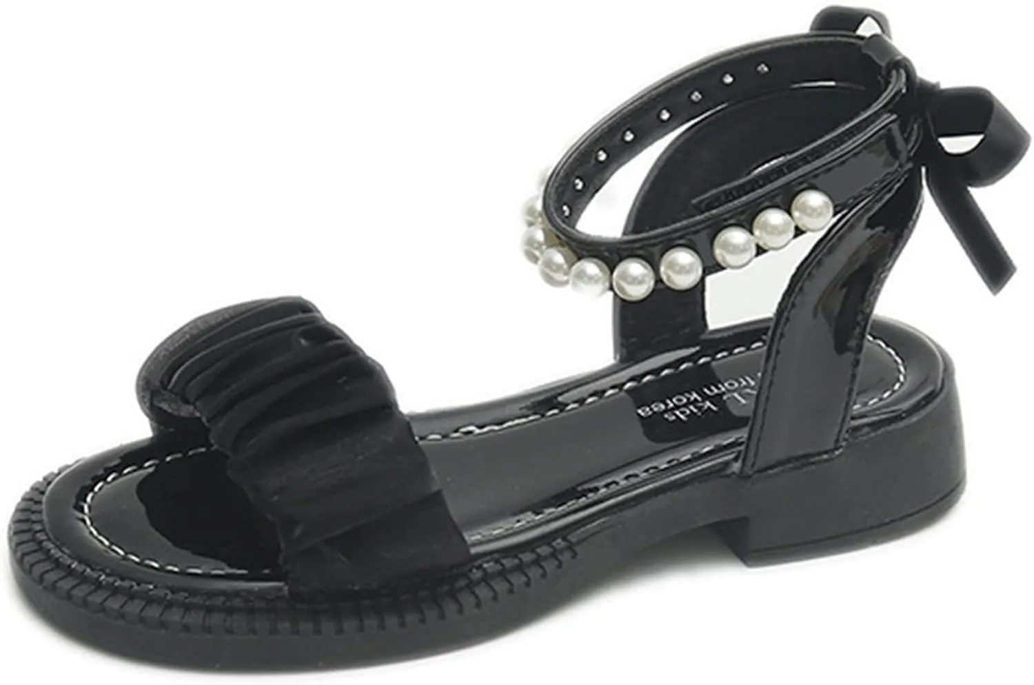 Toddler Baby Girl Child Summer Shoes Lace Sandals Non Slip Soft Sole Open Toe Shoes Elegant Princess (Black, 9 Toddler)