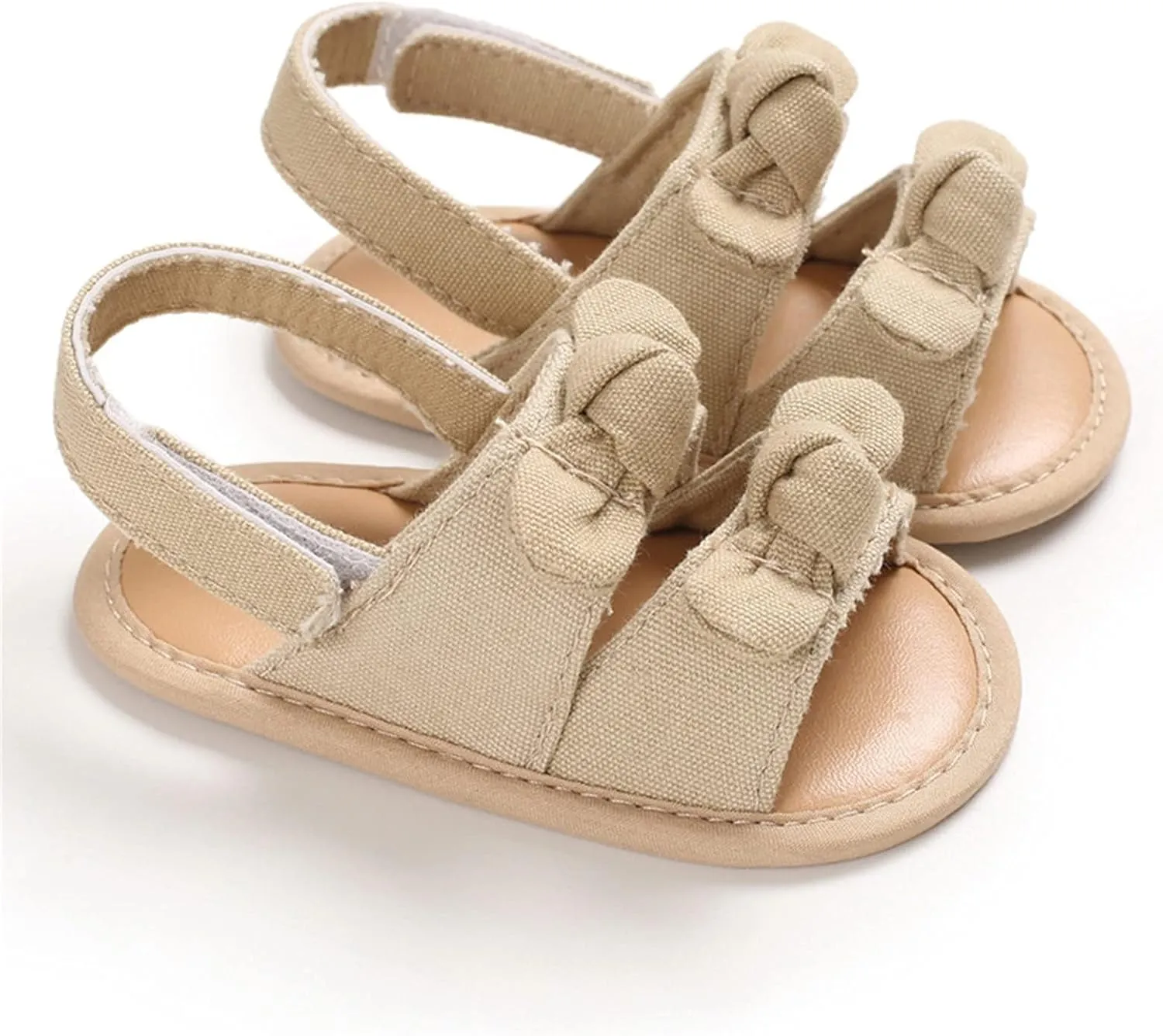 Toddler Baby Girls Casual Bowknot Solid Soft Anti-Slip Soft Rubber Sole Leather Baby Walking Shoes Prewalker (Khaki03#D, 0-6 Months)