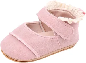 Toddler Baby Girls First Walking Dress Shoes Soft Sole Lace Hem Lightweight Breathable Soft Infant Shoes