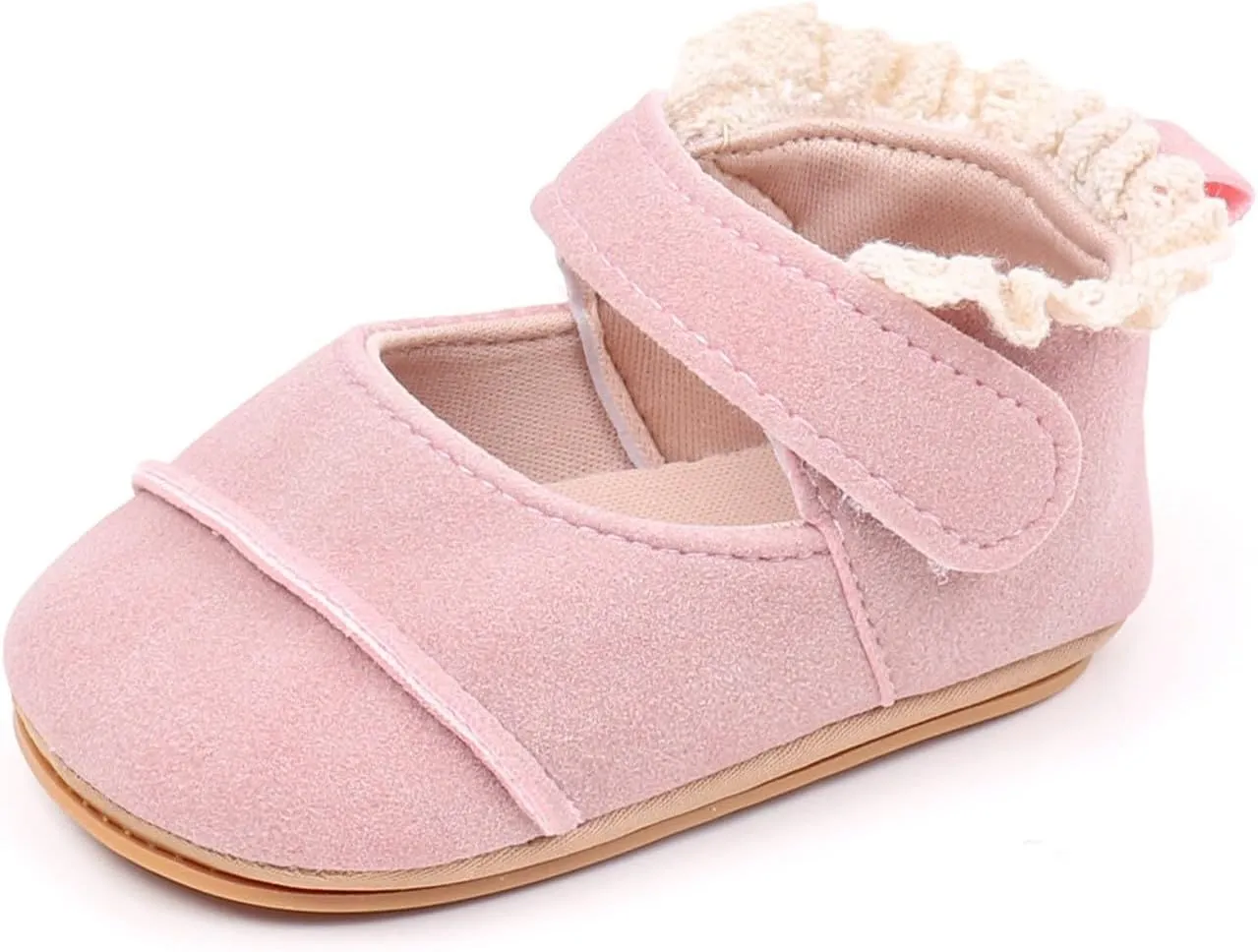 Toddler Baby Girls First Walking Dress Shoes Soft Sole Lace Hem Lightweight Breathable Soft Infant Shoes
