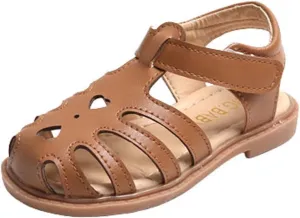 Toddler Baby Girls Sandals Slip On Falts Shoes Cute Weave Hollow Out Non-slip Soft Sole Beach Sandal SHoe Comfort K-756 Brown 13