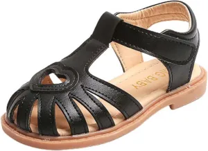 Toddler Baby Girls Sandals Slip On Falts Shoes Cute Weave Hollow Out Non-Slip Soft Sole Beach Sandal Shoe Comfort R-776 Black 8
