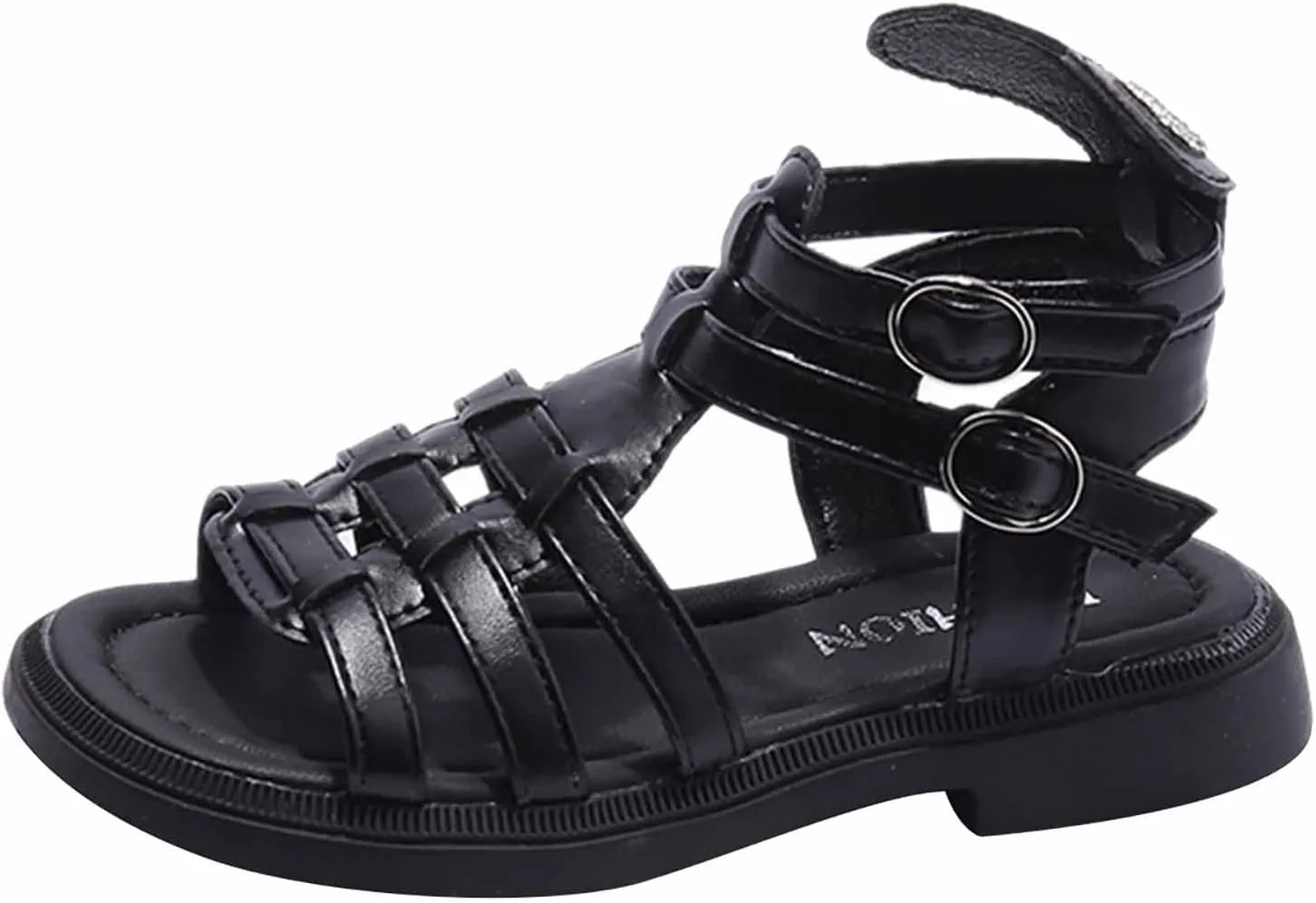 Toddler Baby Girls Sandals Slip On Falts Shoes Cute Weave Hollow Out Non-Slip Soft Sole Beach Sandal Shoe Comfort T-025 Black 3.5