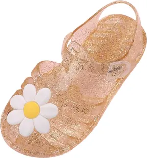Toddler Baby Girls Shoes Slip On Cute Fruit Jelly Colors Hollow Out Non-Slip Soft Sole Beach Sandals Comfy Shoes H-785 Yellow 9