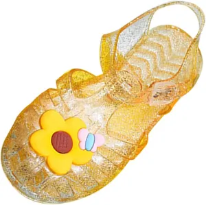 Toddler Baby Girls Shoes Slip On Cute Fruit Jelly Colors Hollow Out Non-slip Soft Sole Beach Sandals Comfy Shoes Q-870 Yellow 10