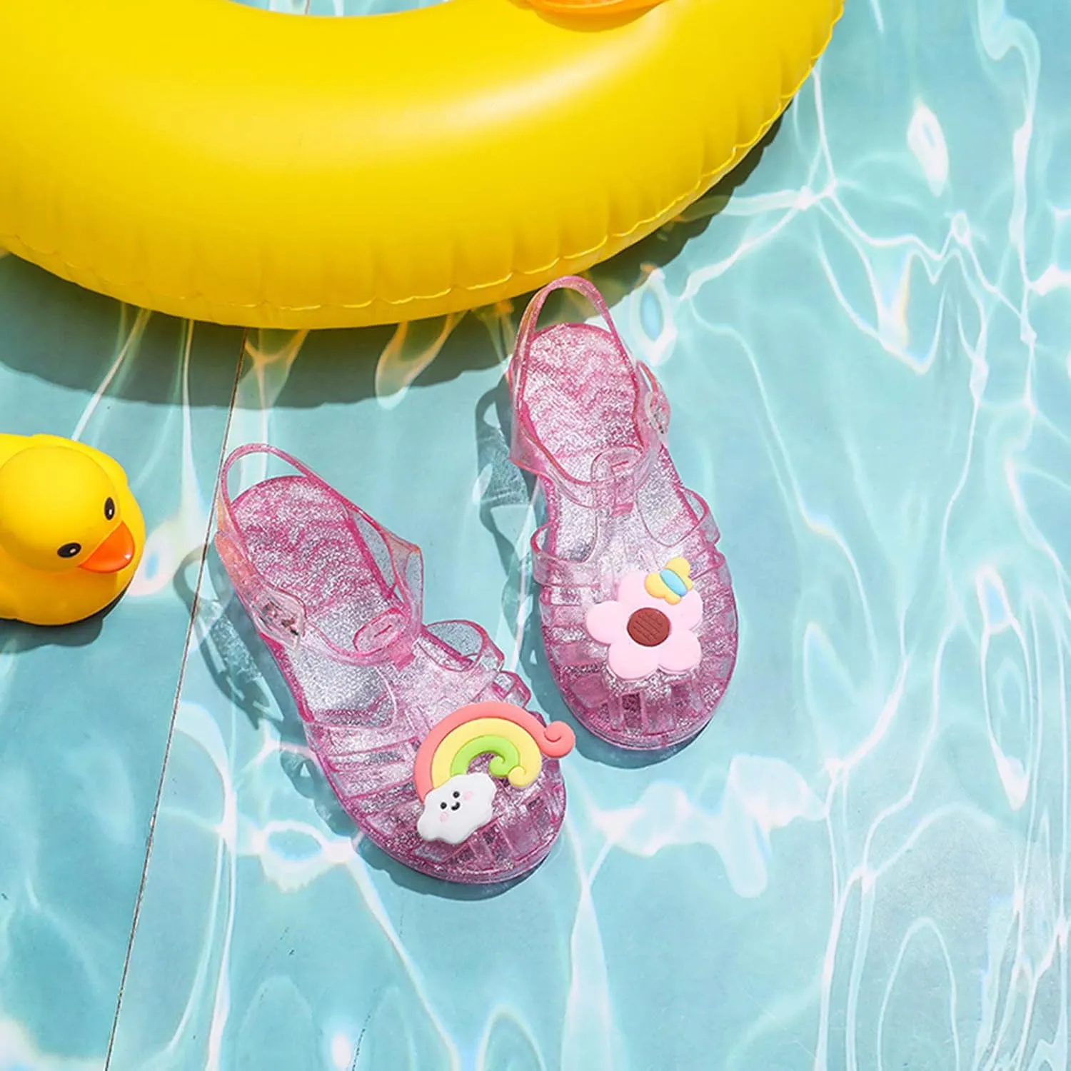 Toddler Baby Girls Shoes Slip On Cute Fruit Jelly Colors Hollow Out Non-slip Soft Sole Beach Sandals Comfy Shoes