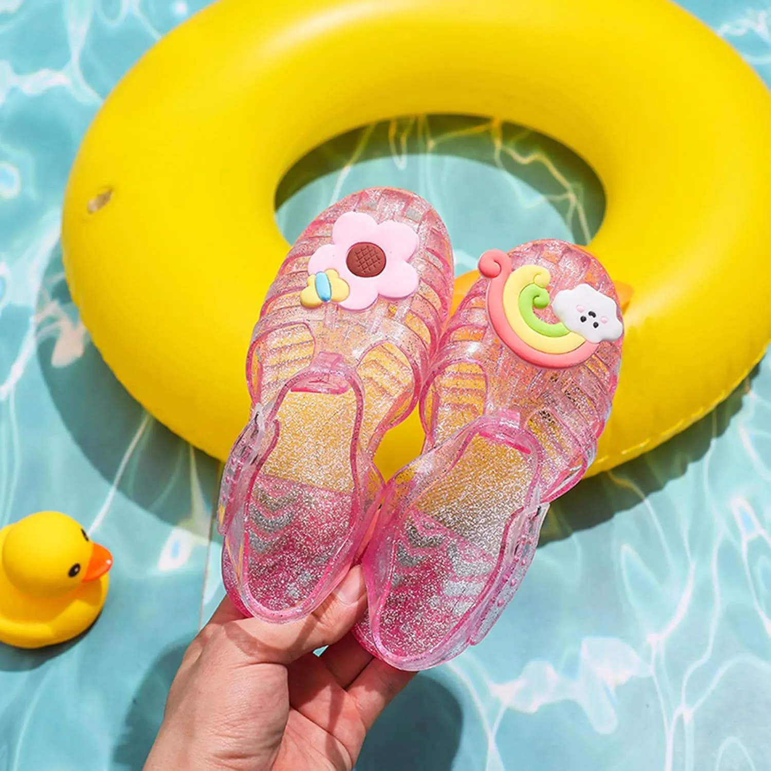 Toddler Baby Girls Shoes Slip On Cute Fruit Jelly Colors Hollow Out Non-slip Soft Sole Beach Sandals Comfy Shoes