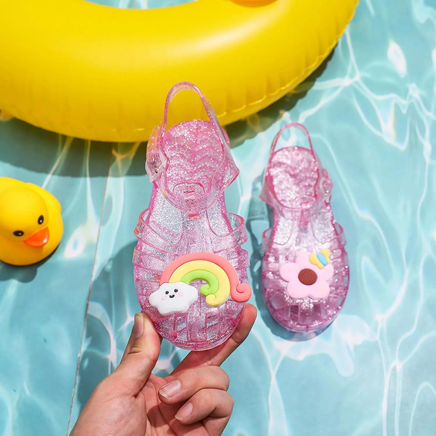 Toddler Baby Girls Shoes Slip On Cute Fruit Jelly Colors Hollow Out Non-slip Soft Sole Beach Sandals Comfy Shoes