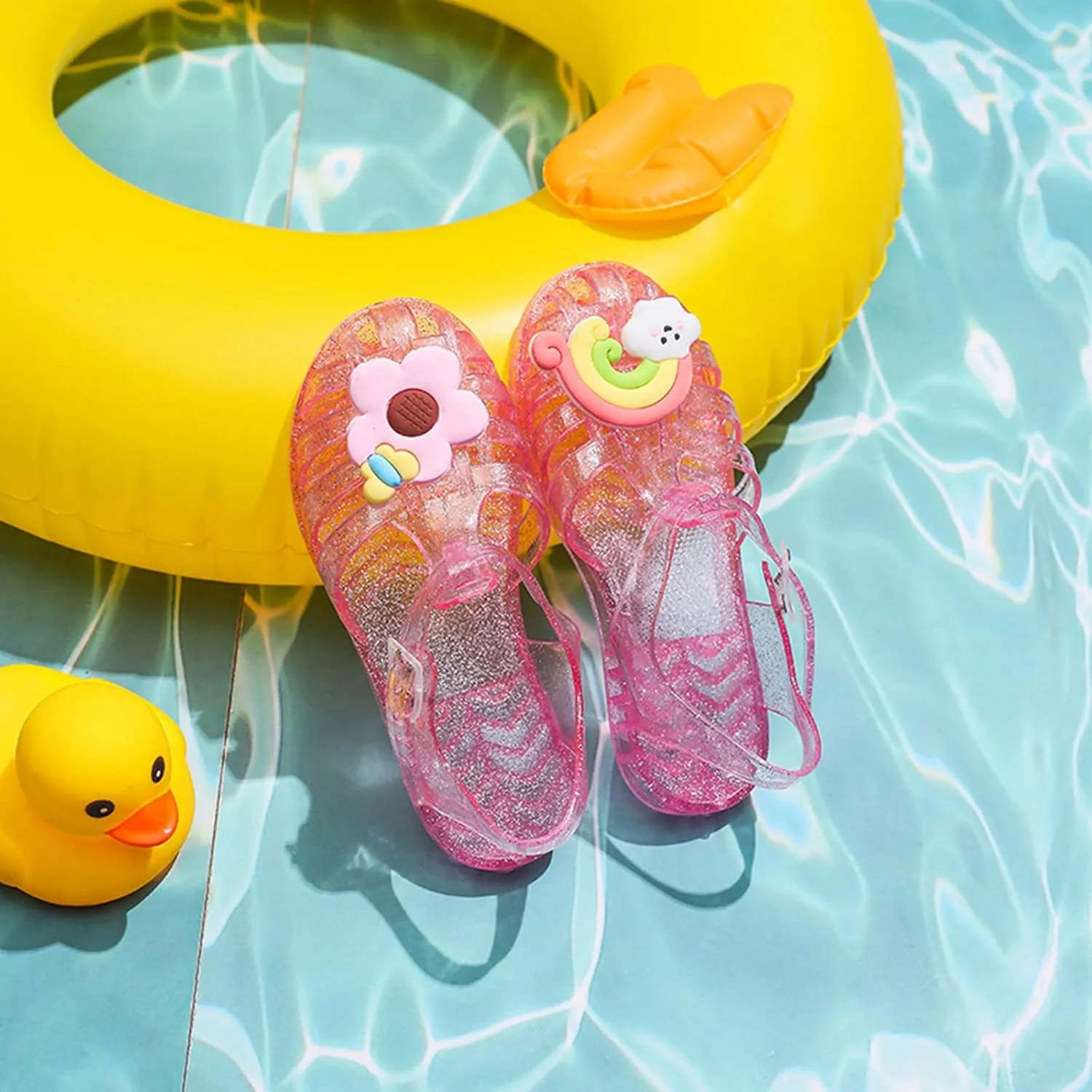 Toddler Baby Girls Shoes Slip On Cute Fruit Jelly Colors Hollow Out Non-slip Soft Sole Beach Sandals Comfy Shoes