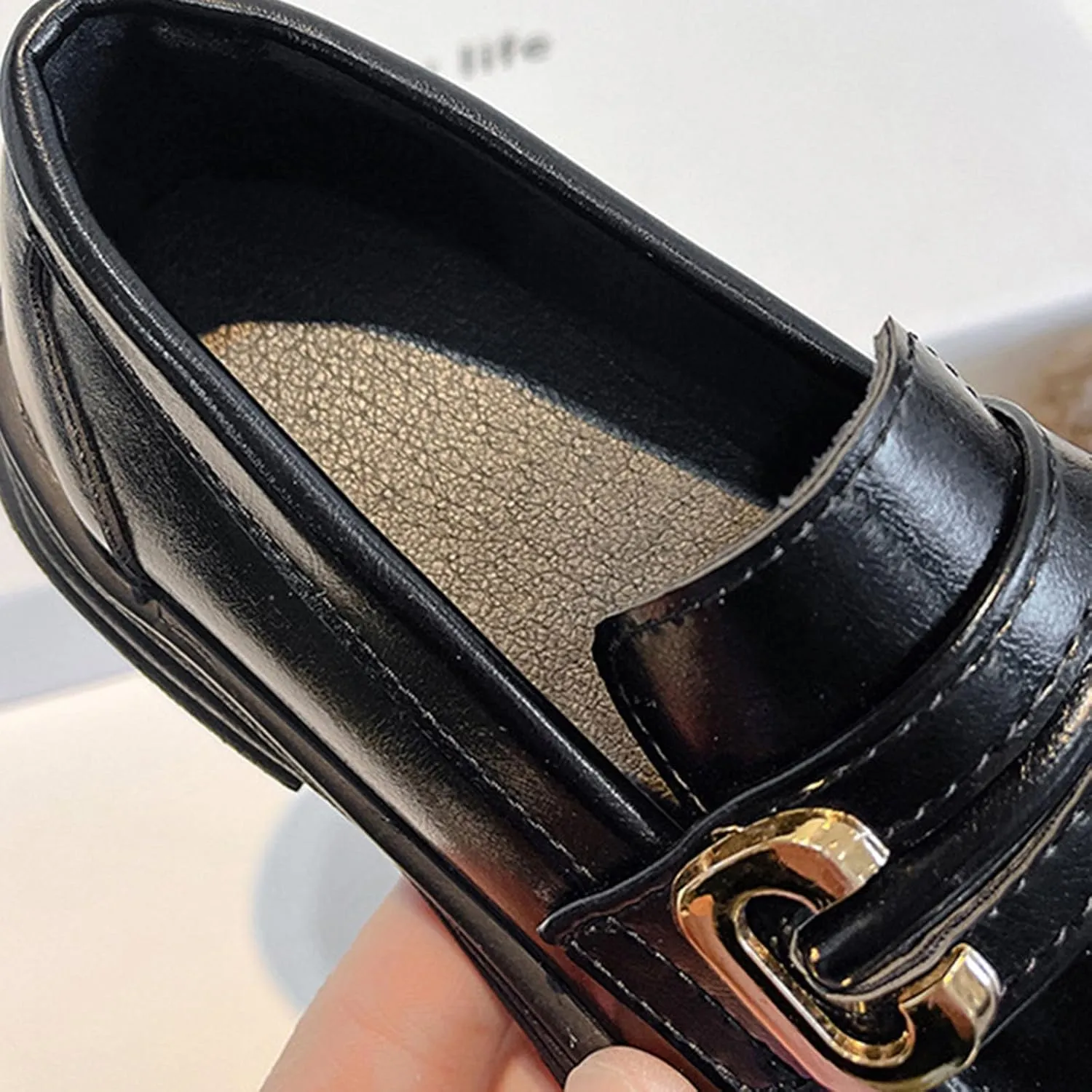 Toddler Baby Girls Sneaker Shoes Solid Rubber Sole Soft Non Slip Metal Decorative Buckle Casual Flip Flops Shoes