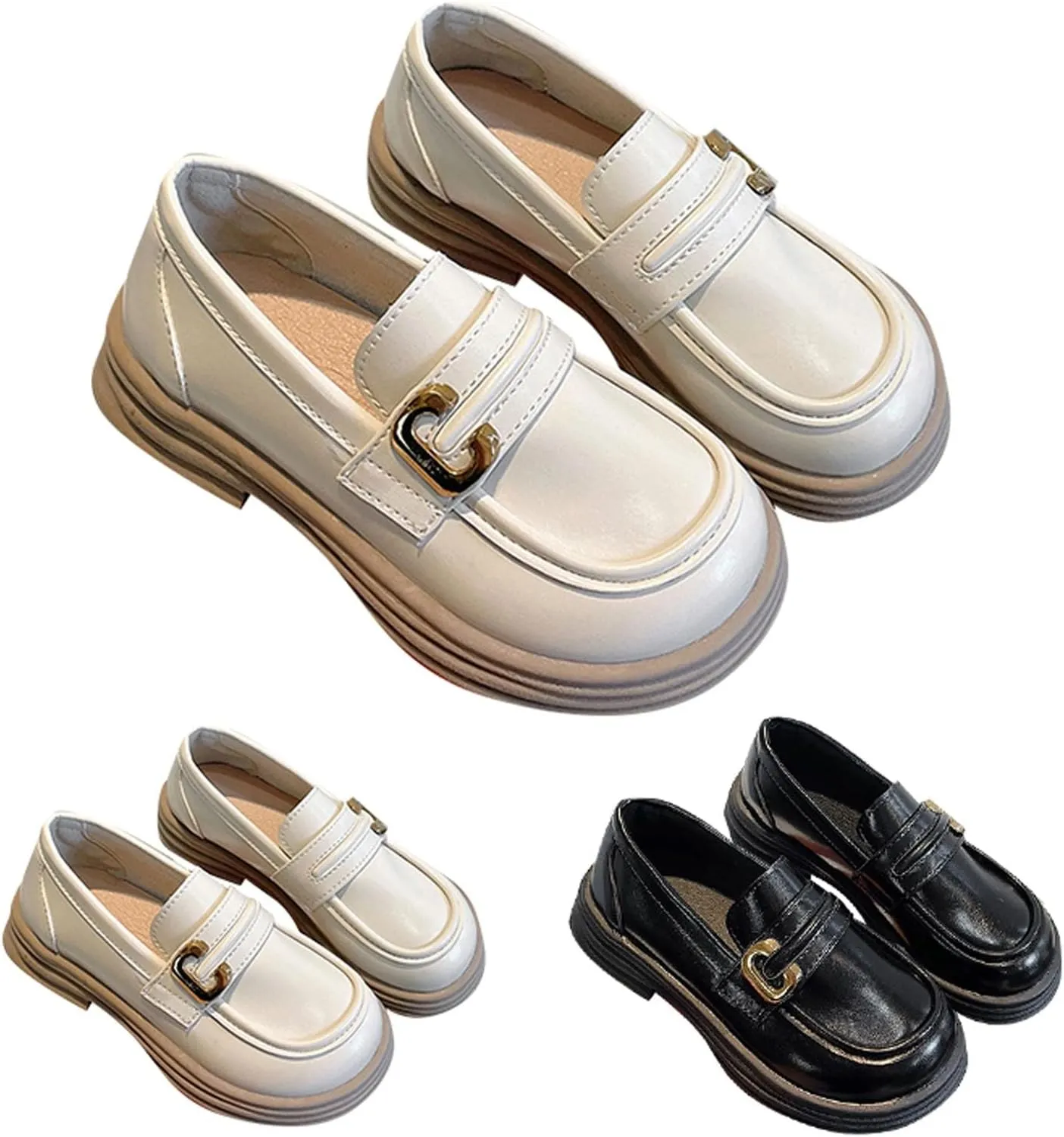 Toddler Baby Girls Sneaker Shoes Solid Rubber Sole Soft Non Slip Metal Decorative Buckle Casual Flip Flops Shoes