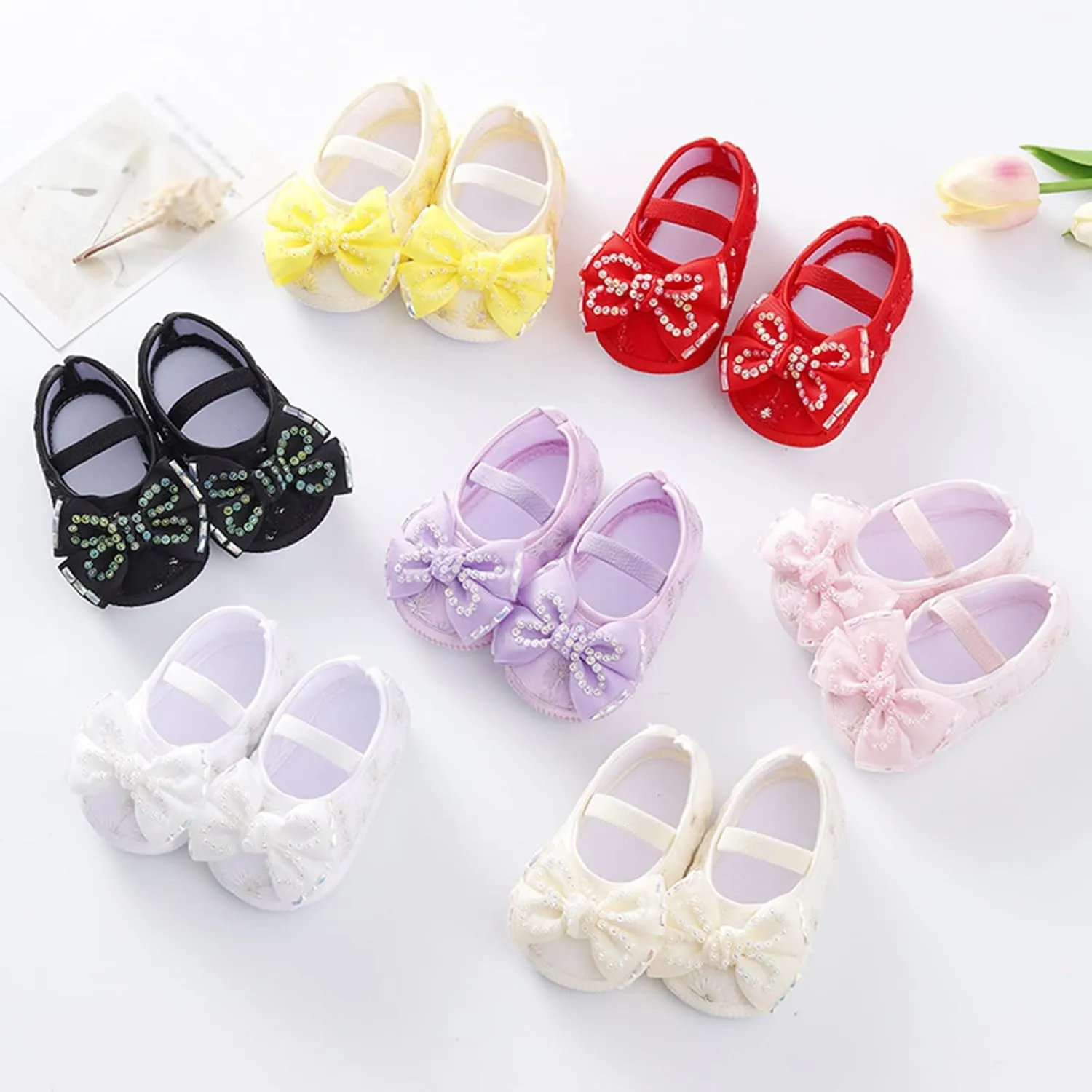 Toddler Baby Shoes Girl Boy Baby Shoes Fashion Soft Sole Toddler Shoes Pearl Dress Flower Princess First WaIker