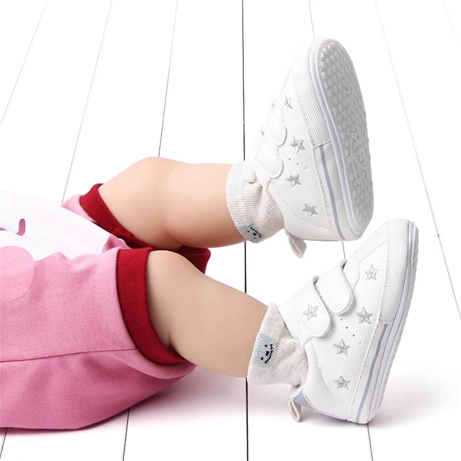 Toddler Boys Girls Flat Bottom Sports Shoes Lightweight Comfortable Double Strap Casual Sneakers for Indoor Outdoor