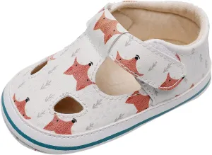 Toddler Canvas Cute Pattern Ankle Sandals Flat Leather Non Slip Hook Loop First Walking Shoes Baby Girls Summer Casual