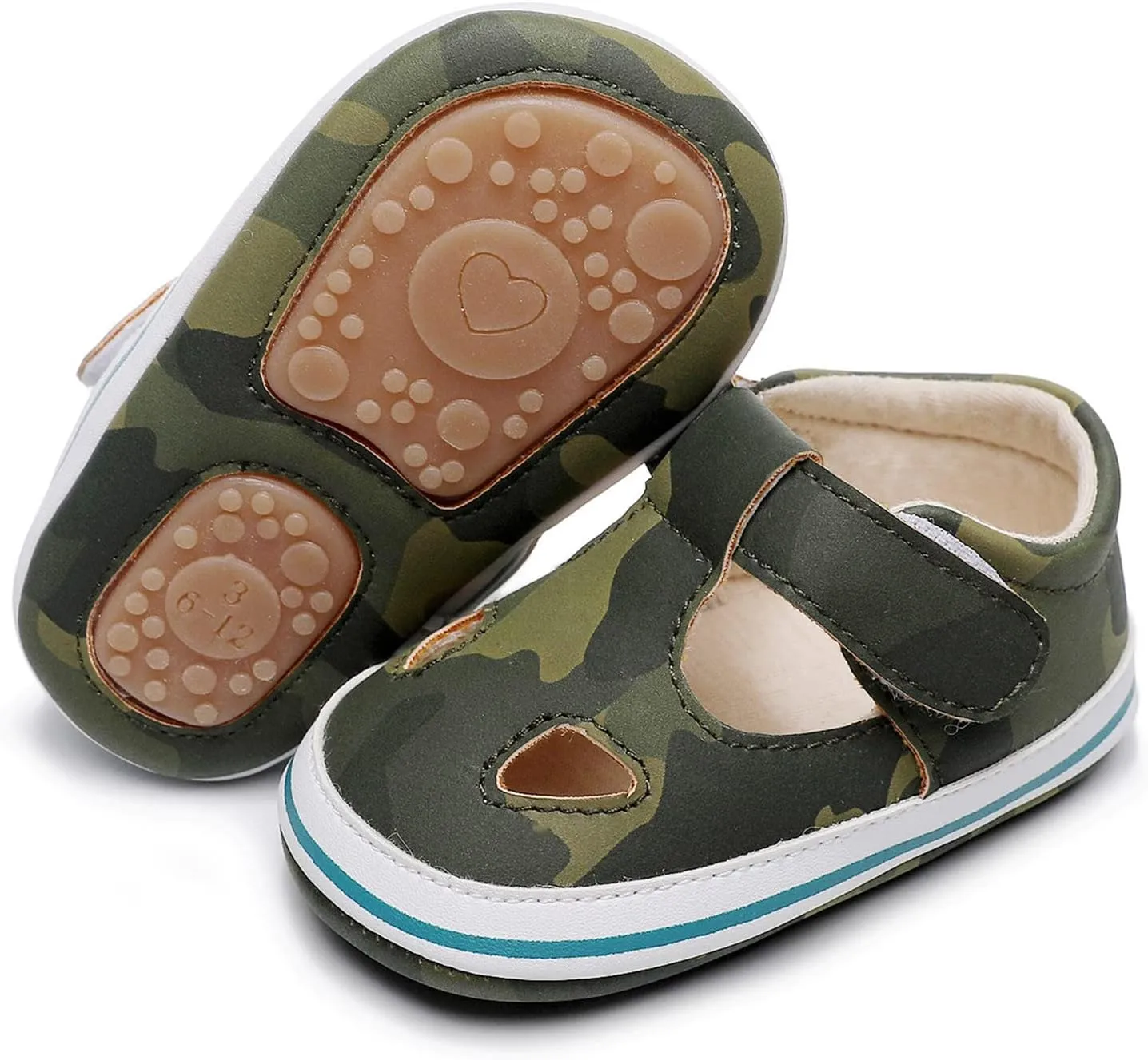 Toddler Canvas Cute Pattern Ankle Sandals Flat Leather Non Slip Hook Loop First Walking Shoes Baby Girls Summer Casual